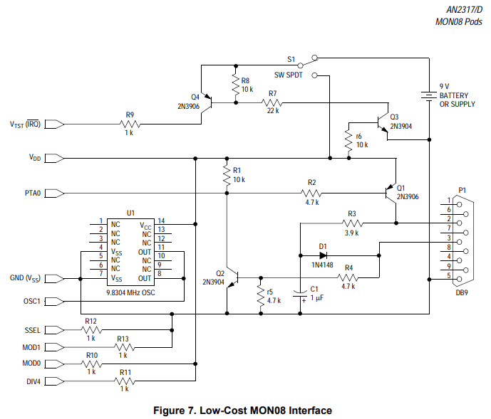 microcontroller MON08 RS232 Programming Interface Electrical