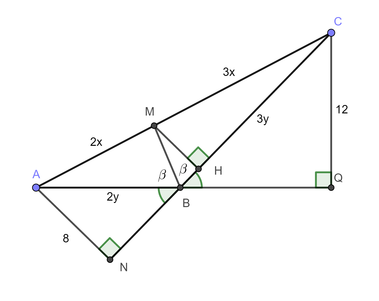 geometry Find the height drawn from the foot of interior