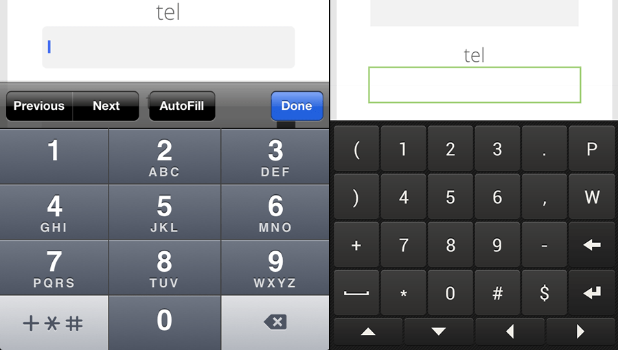 How do I force numeric keypad display on my smartphone when I click on