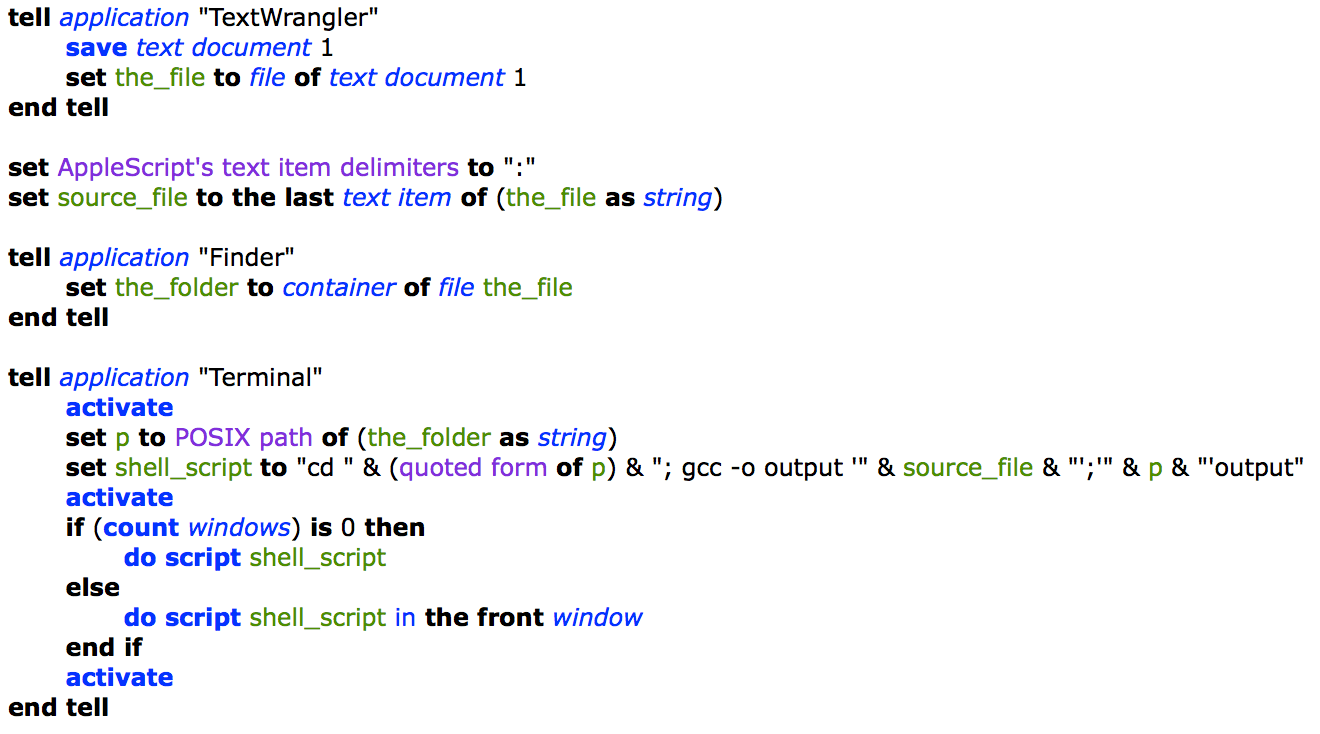 How to adjust/edit the Terminal bash script that compiles C? Stack