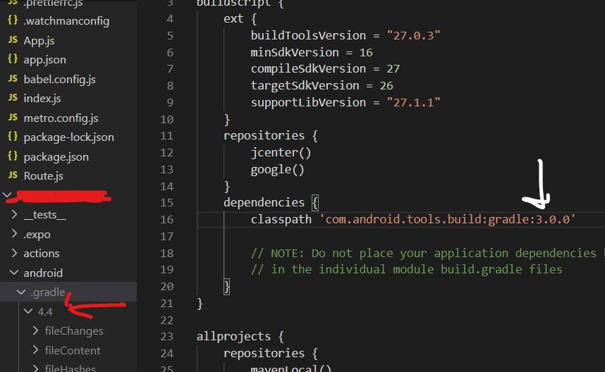android How to upgrade the gradle in a react native app