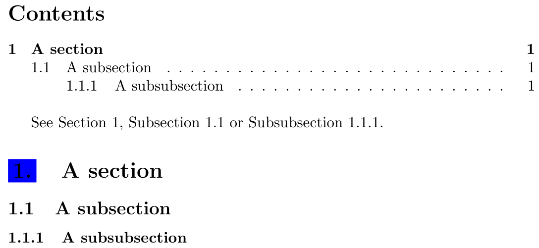 formatting Different numbering style in title and reference for