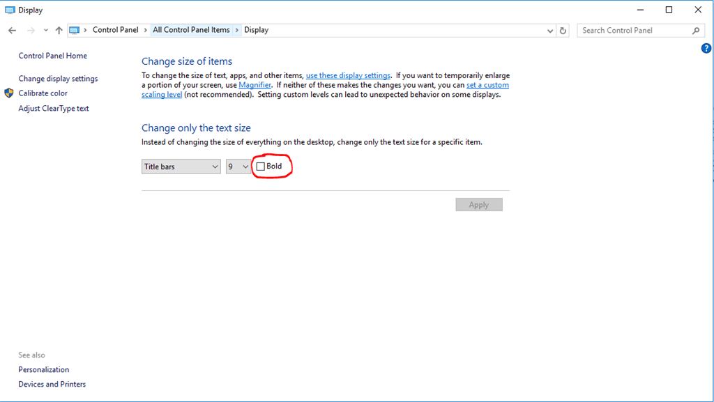 Can't customize font of desktop components of Windows 10 Build1803
