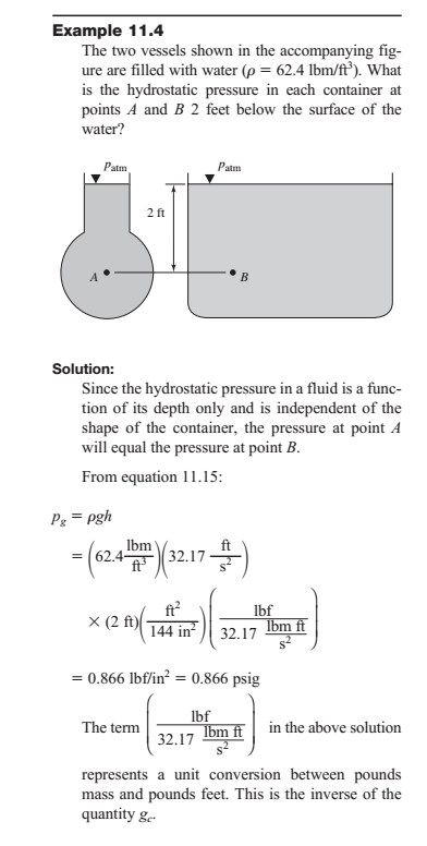 fluid dynamics - Hydrostatic Pressure in Feet, Inches and PSI
