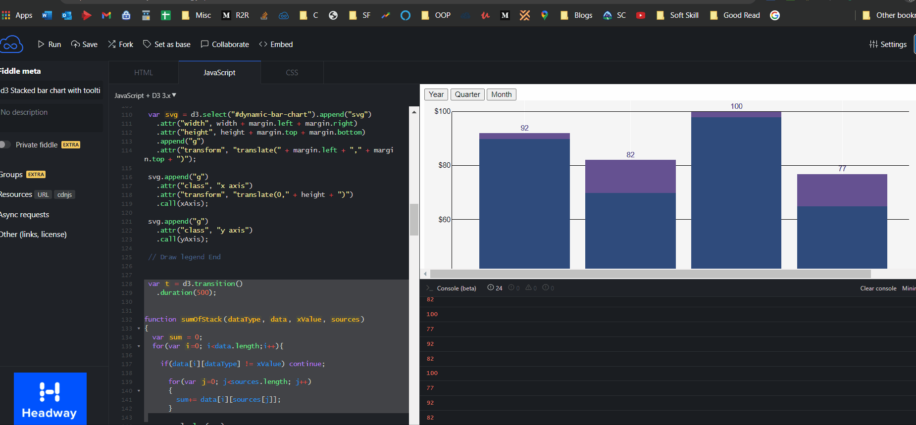 d3.js Total values of stacks in each bar at the top Stack Overflow