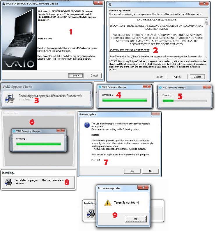 windows 7 Installing Pioneer BDROM BDCTD01 Firmware Updater Target