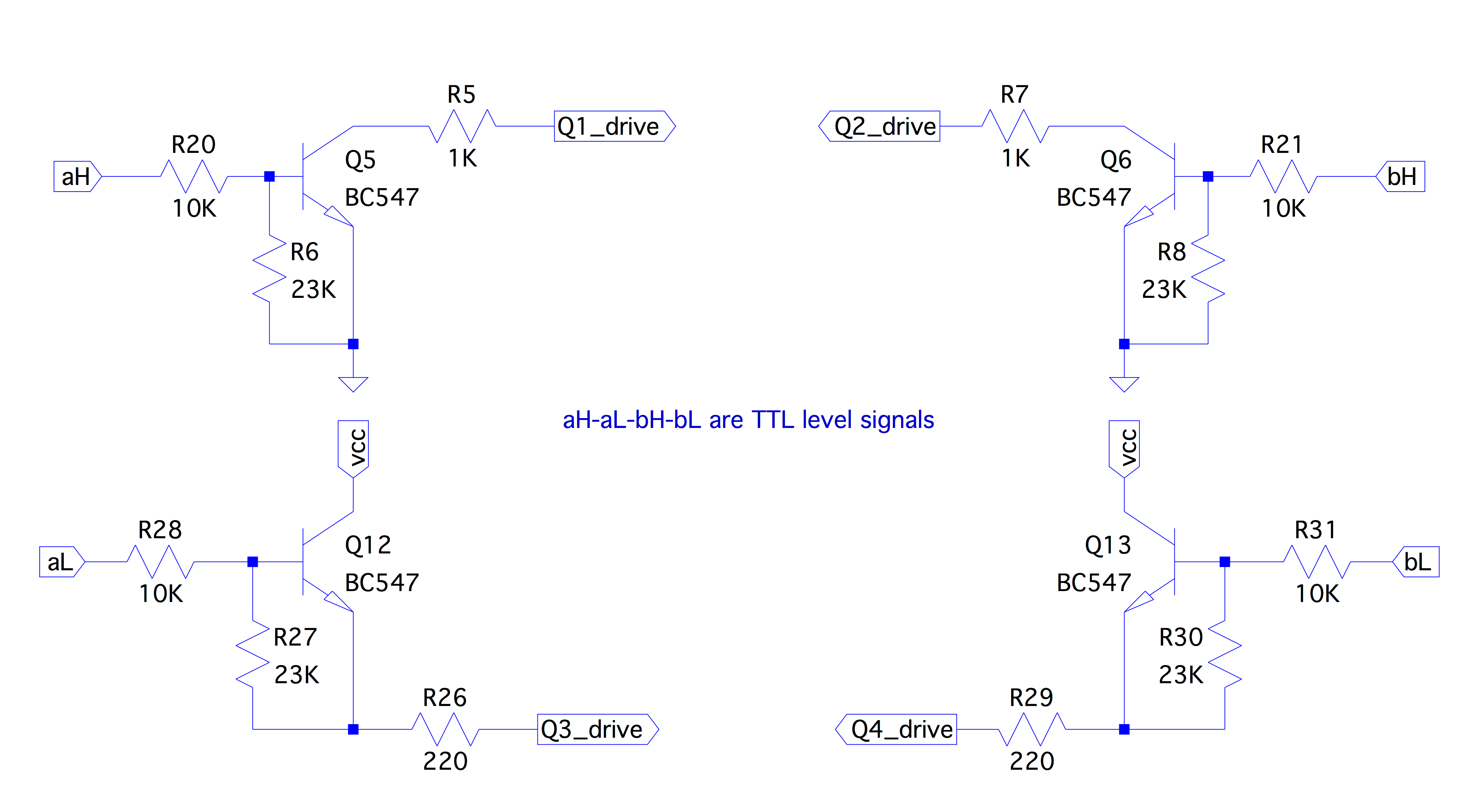 HBridge with Darlington BJTs, static shootthrough Electrical