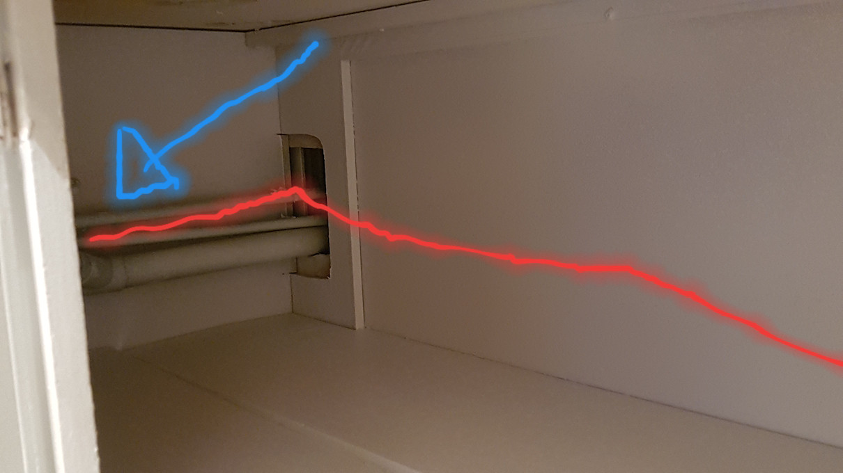 Secure dishwasher hoses under countertop with zip ties Love & Improve