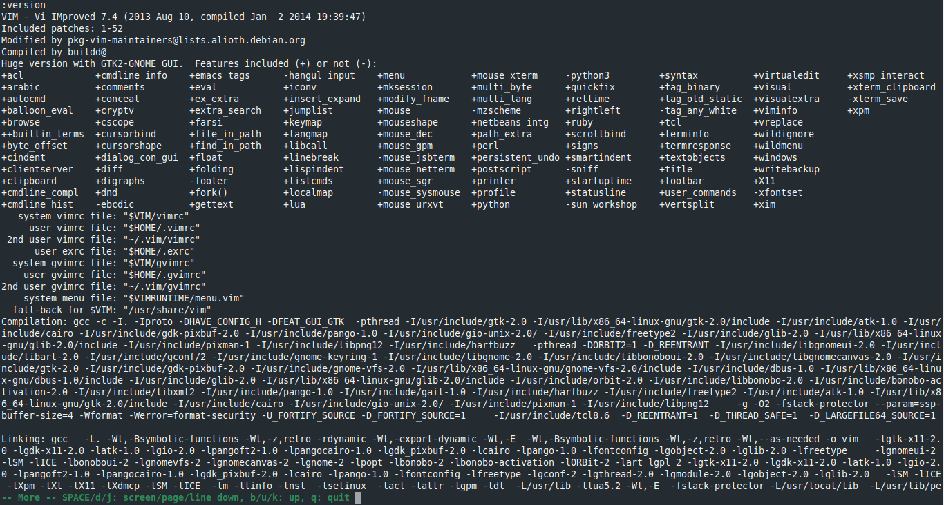 vim How to scroll up gvim terminal output of external command