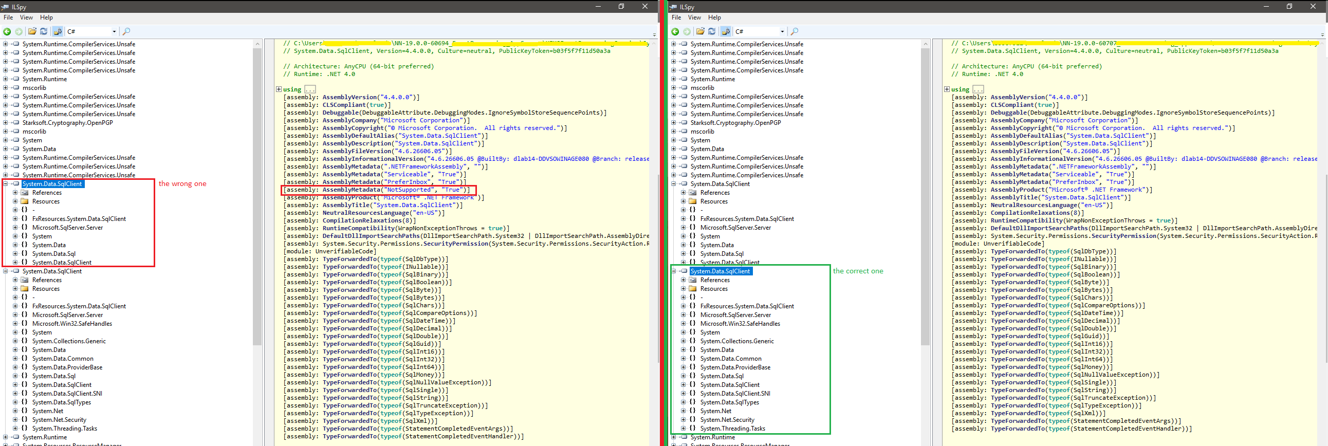 c core compilation issue regarding system.data.sqlclient.dll