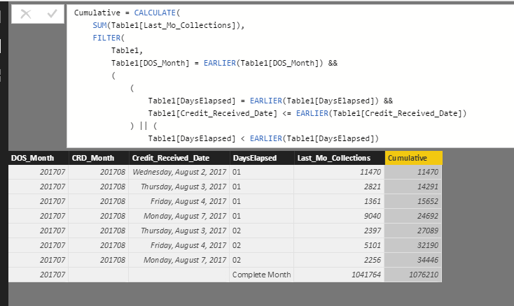 powerbi How to create a cumulative sum over multiple columns in Power