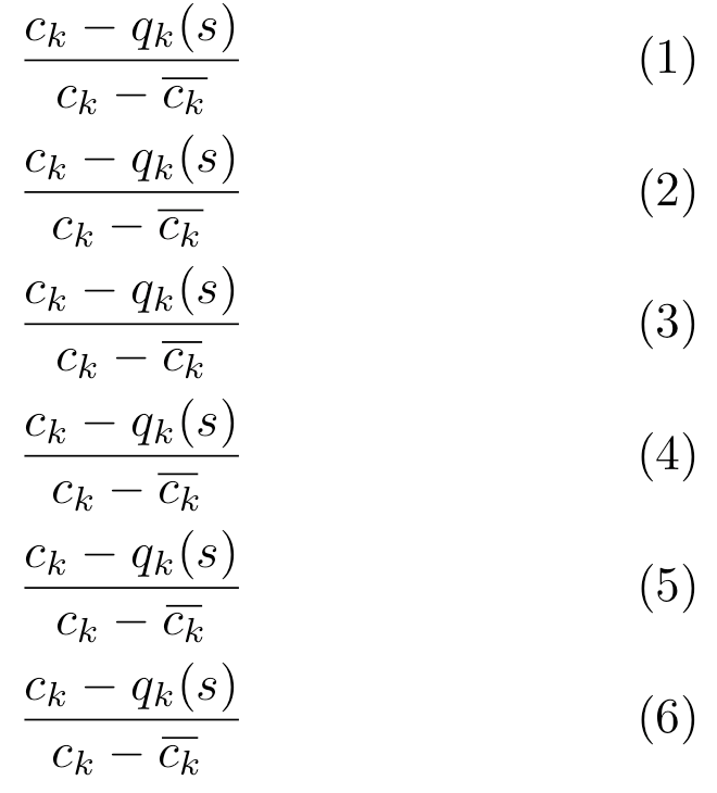 horizontal alignment Align denominator of fraction to left TeX