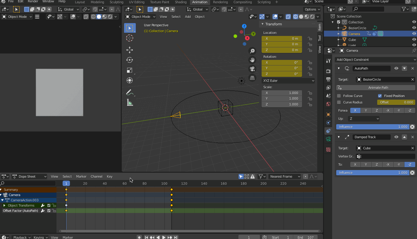 constraints How to make the camera rotate while tracking the target