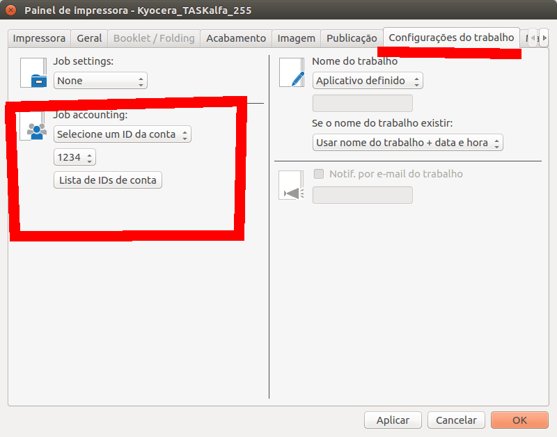 printing Getting Kyocera TaskAlfa printer working with job accounting