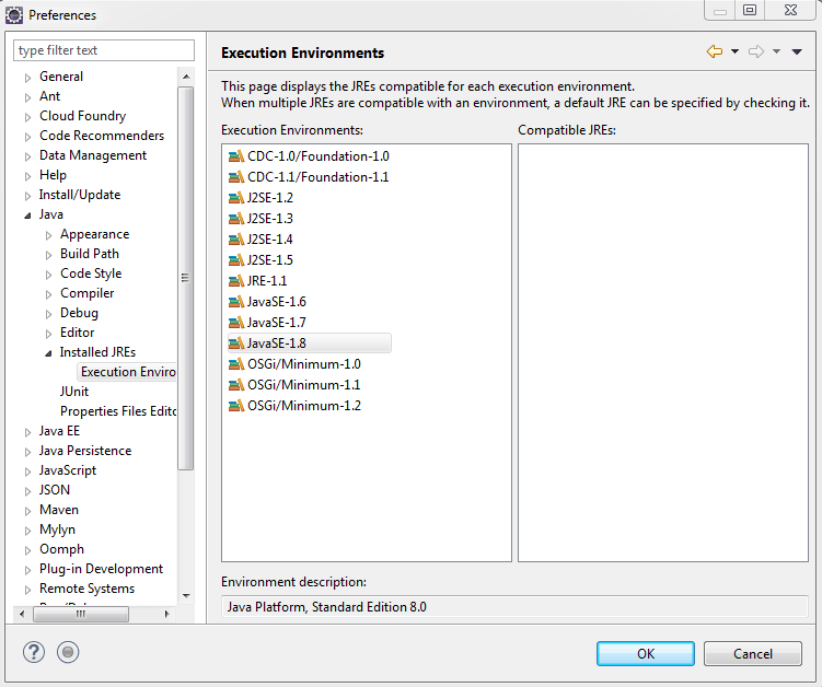 java 8 Eclipse configuration "Execution Environments" Stack Overflow