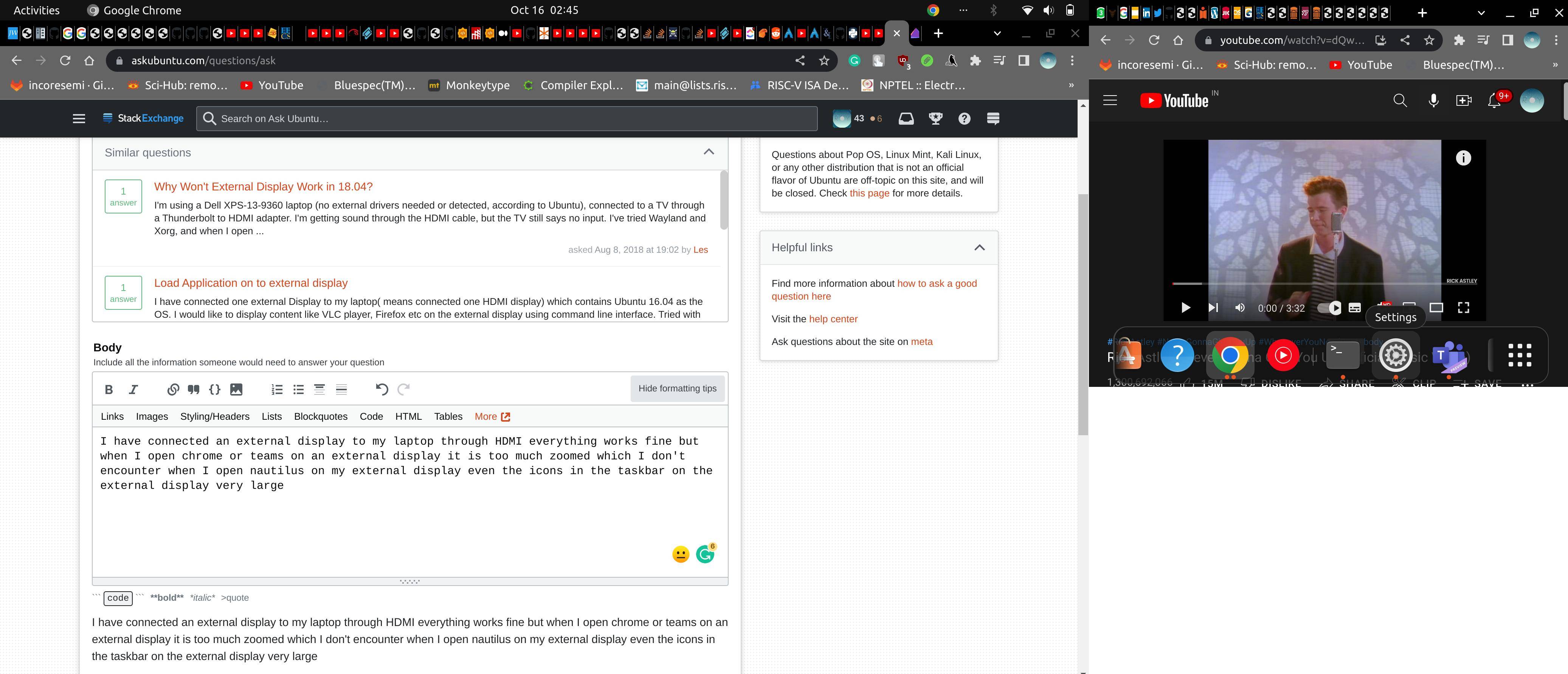 some of the things zoomed in external display ubuntu 22.04 wayland