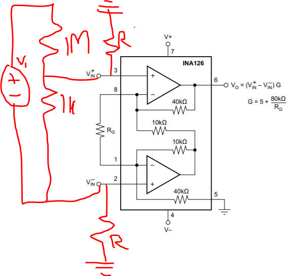 amplifier INA126P gain is exactly double what it should be