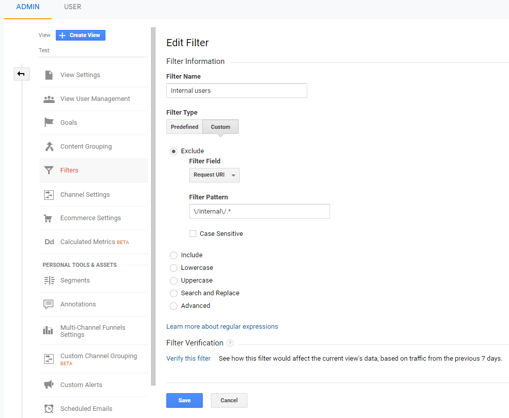 Google Analytics: Create A View That Excludes All Users Who Visited A Particular Url? - Stack Overflow