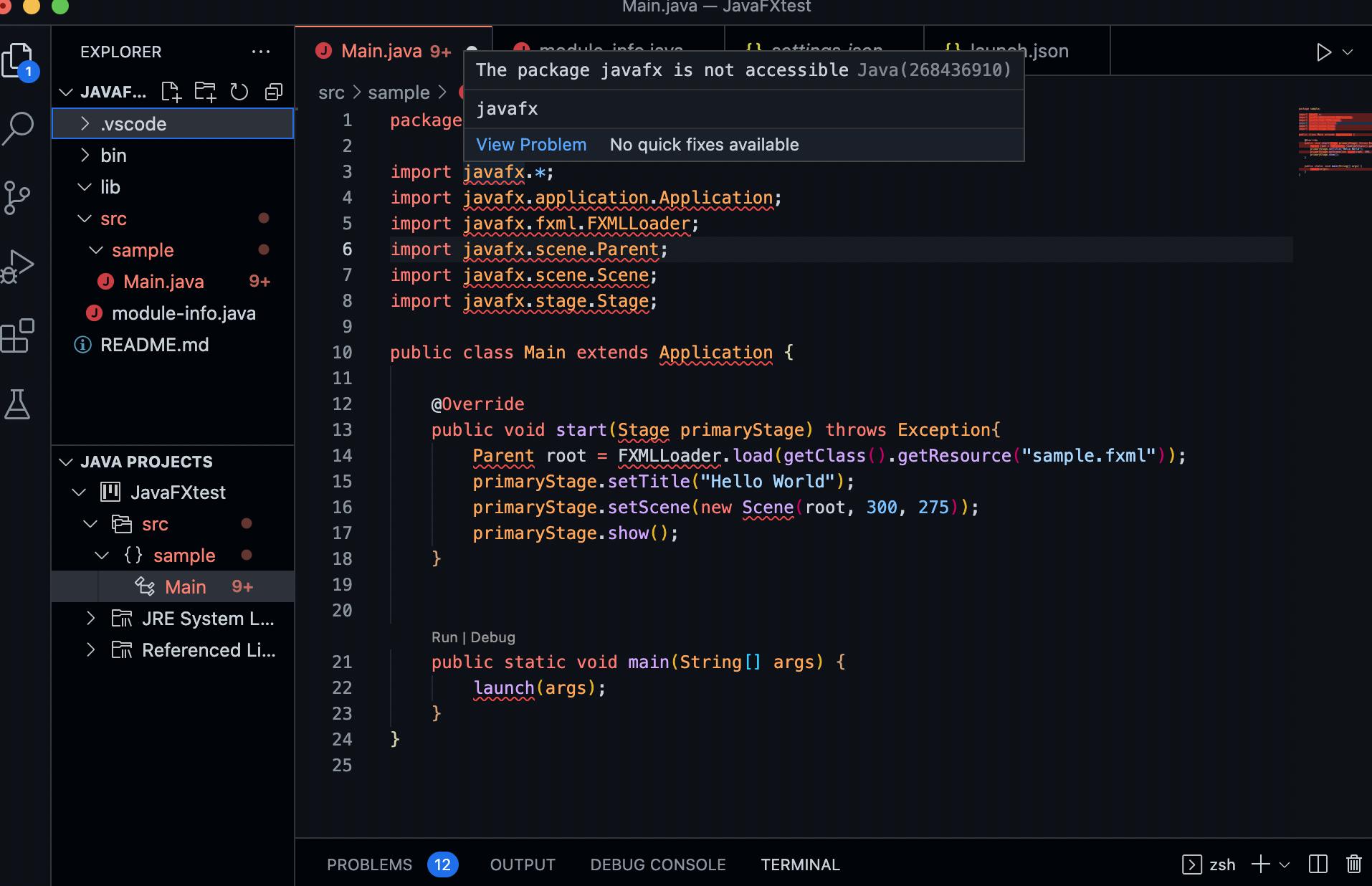 JavaFX stops working when moduleinfo.java file created in VSCode