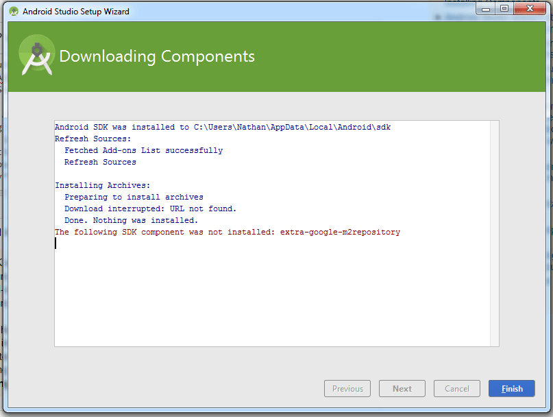 Android Studio Error > "The following SDK component was