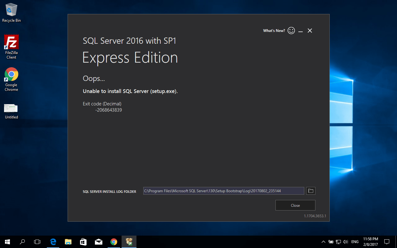SQL Server 2016 / 2014 Express Installation Failed Stack Overflow