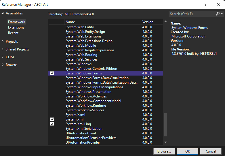 c Reference to System.Windows.Forms Stack Overflow