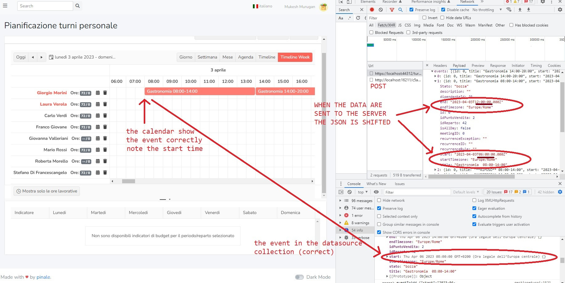 jquery kendoui scheduler timezone problem hours shifted when sent