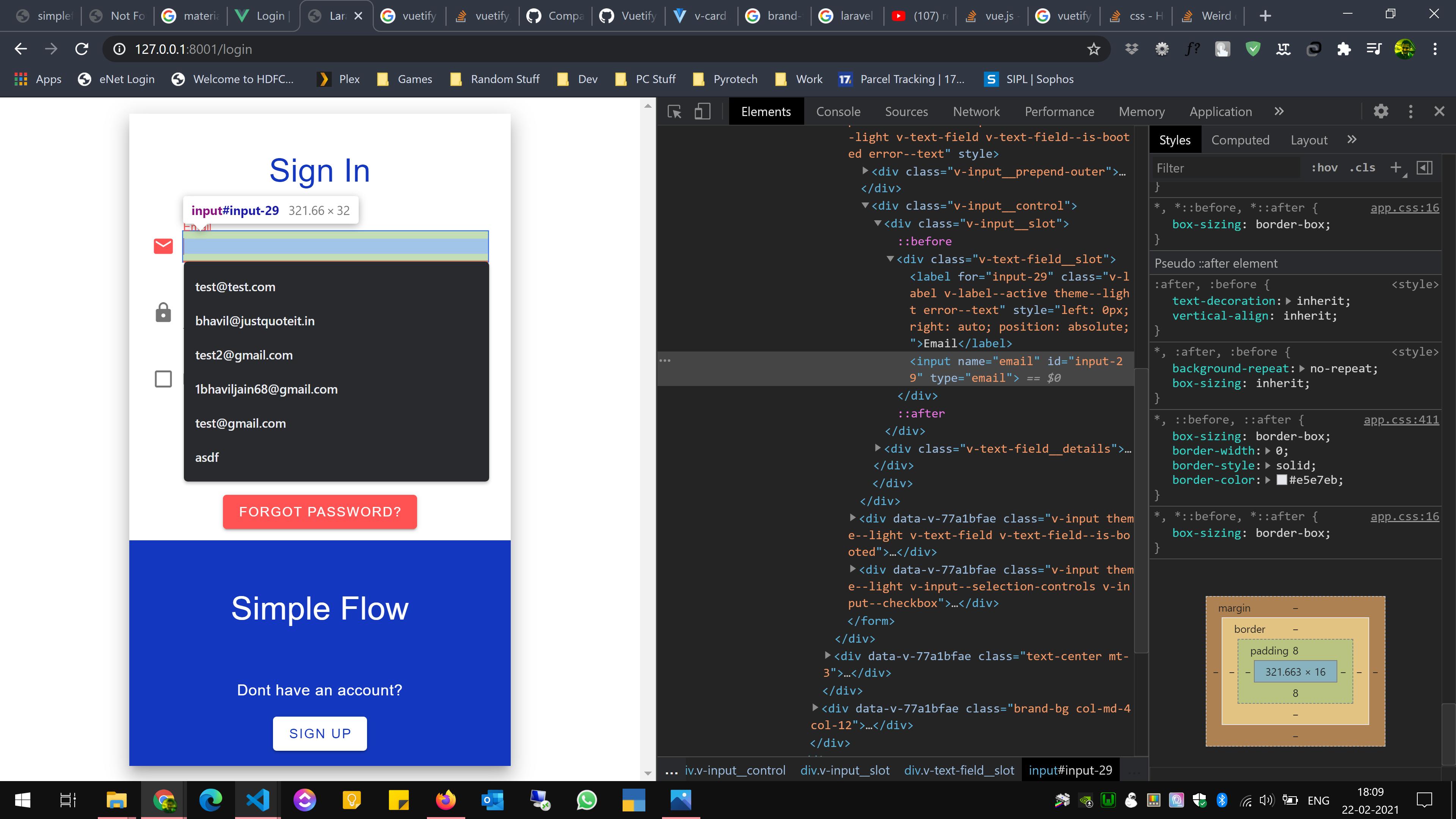 Weird display issue with vuetify in laravel. vtextfield gets an