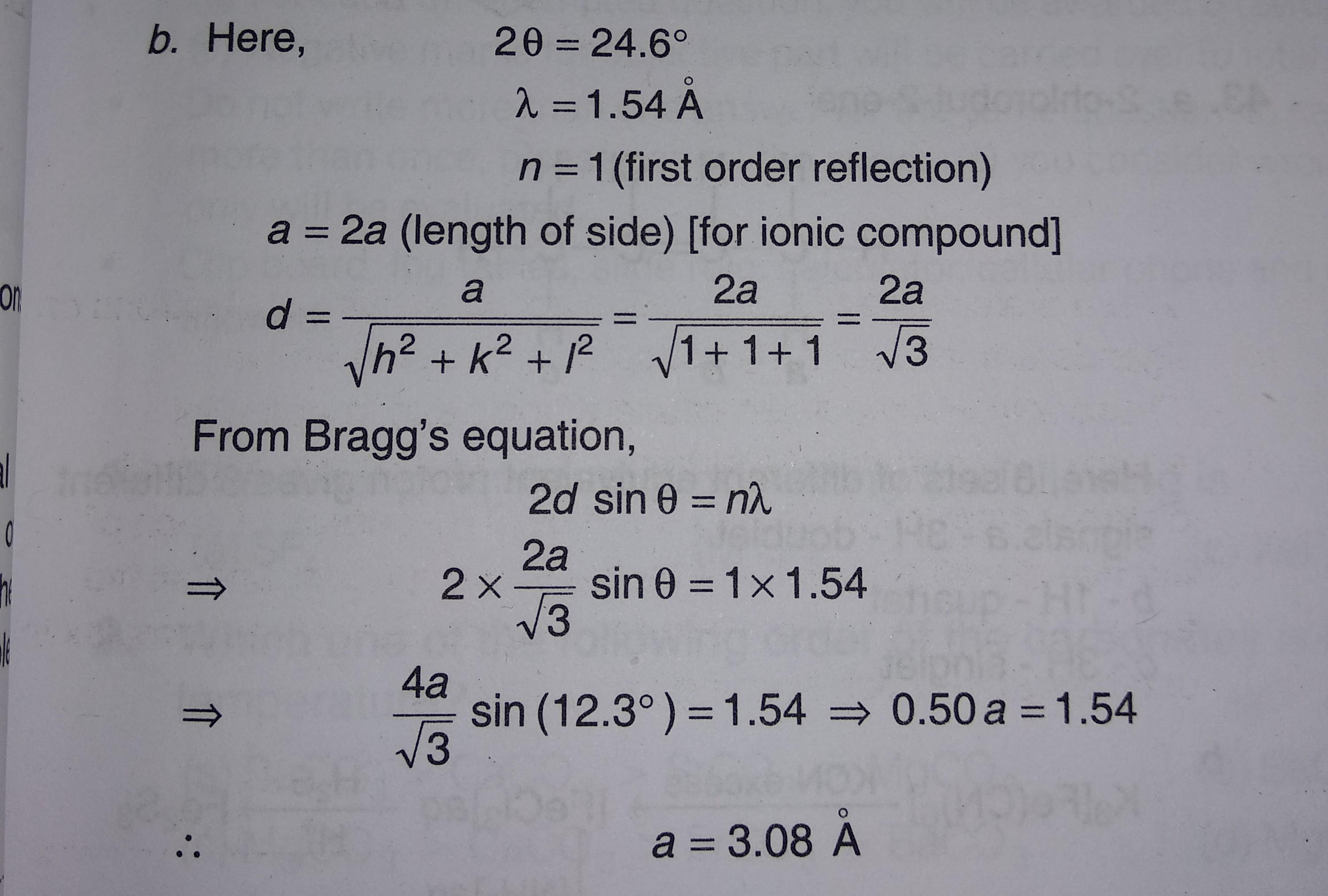 physical chemistry Solid state and Bragg's Equation Chemistry Stack
