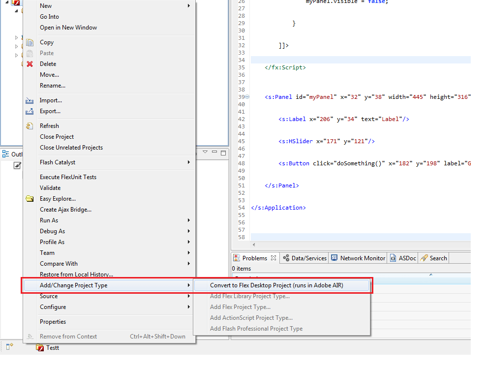 xml Flash Builder not showing desktop Application Stack Overflow