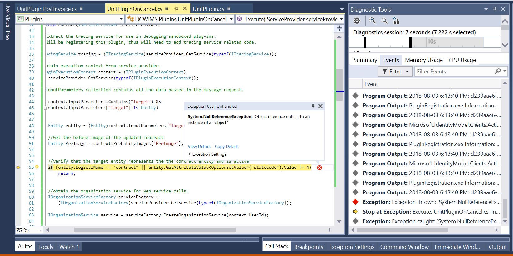 dynamics crm System.NullReferenceException Object not set to an