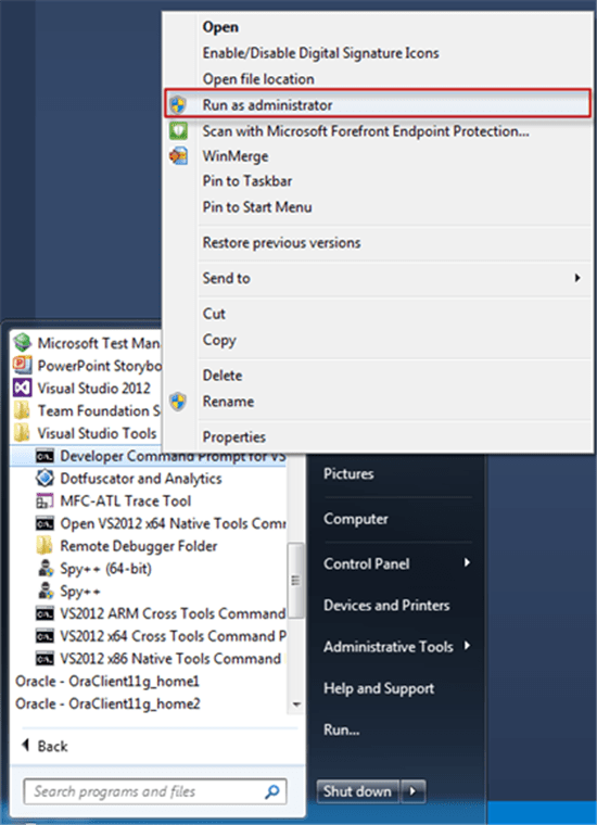 windows 7 Create self signed certificate for internal application