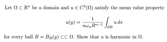 partial differential equations A function satisfying the mean value
