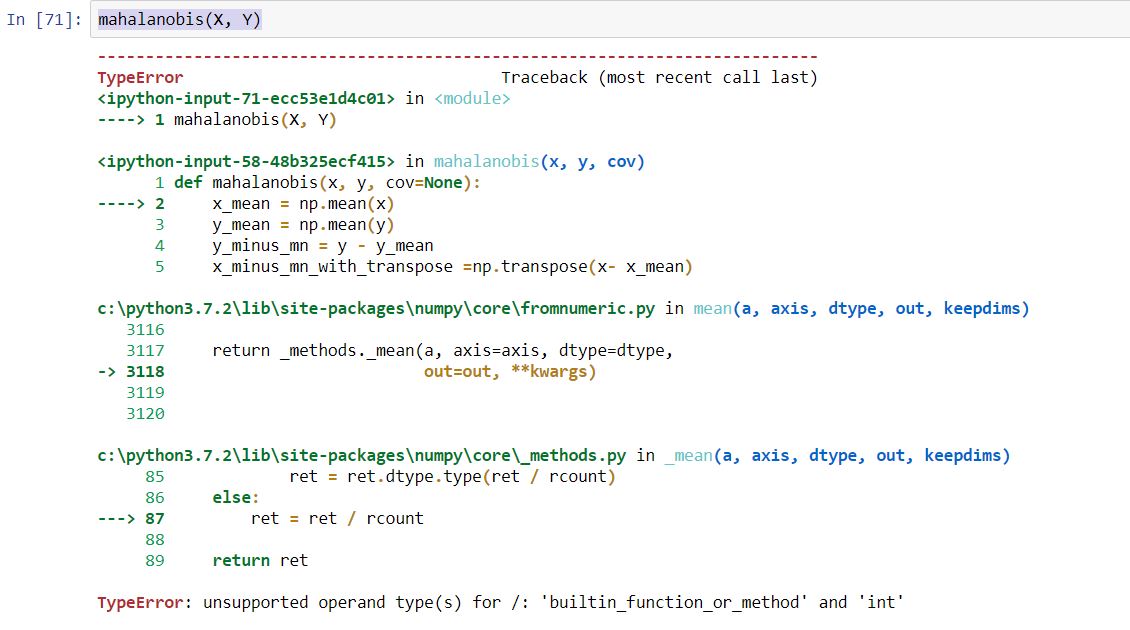 machine learning Implementing Mahalanobis Distance from scratch in