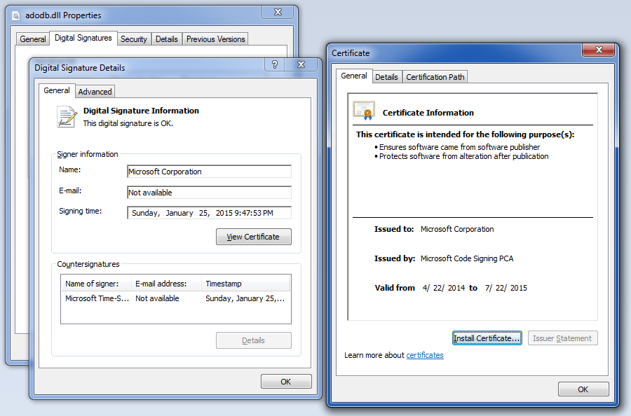 The exact same certificate is shown as both valid and invalid on
