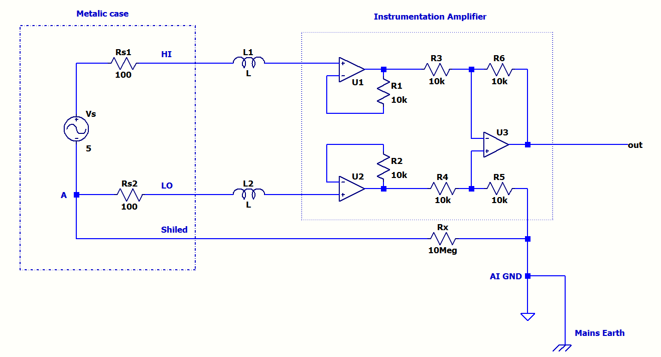 ltspice Should I connect the analog common ground the earth in this configuration