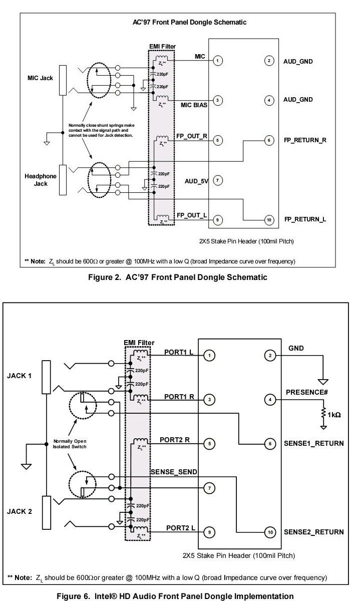 audio AC'97 front panel dongle to IntelHD Electrical Engineering