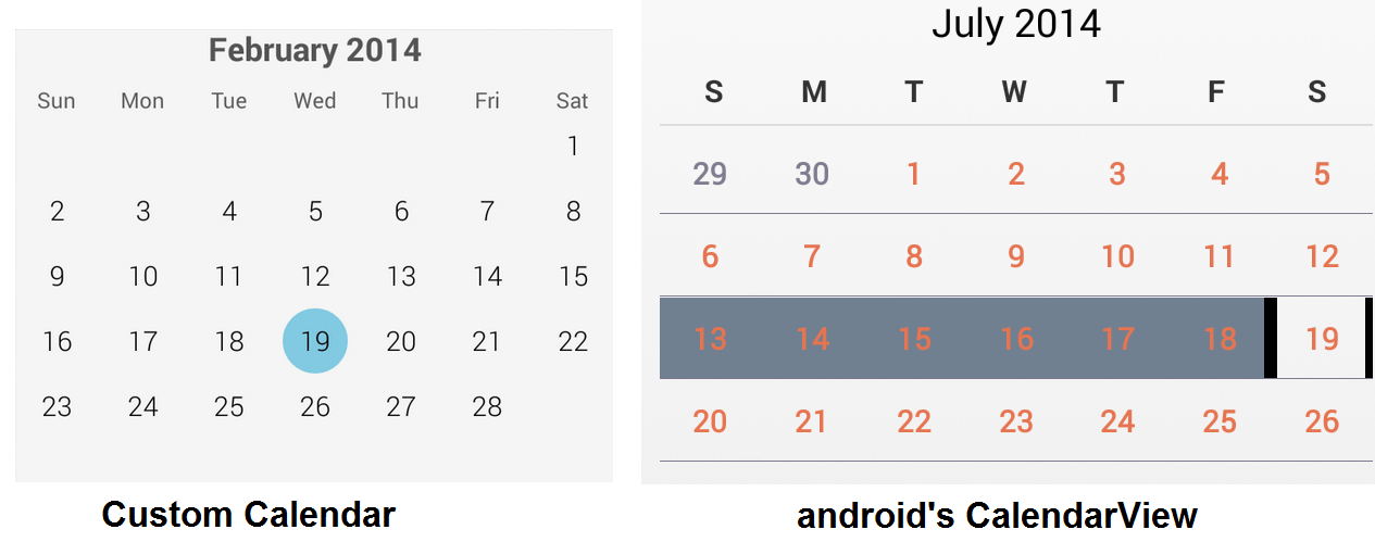Changing the color of selected dates in android's CalendarView widget Stack Overflow