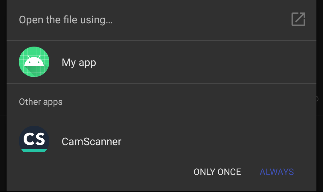 How to make our app visible in the "Open with" in android? - Stack Overflow