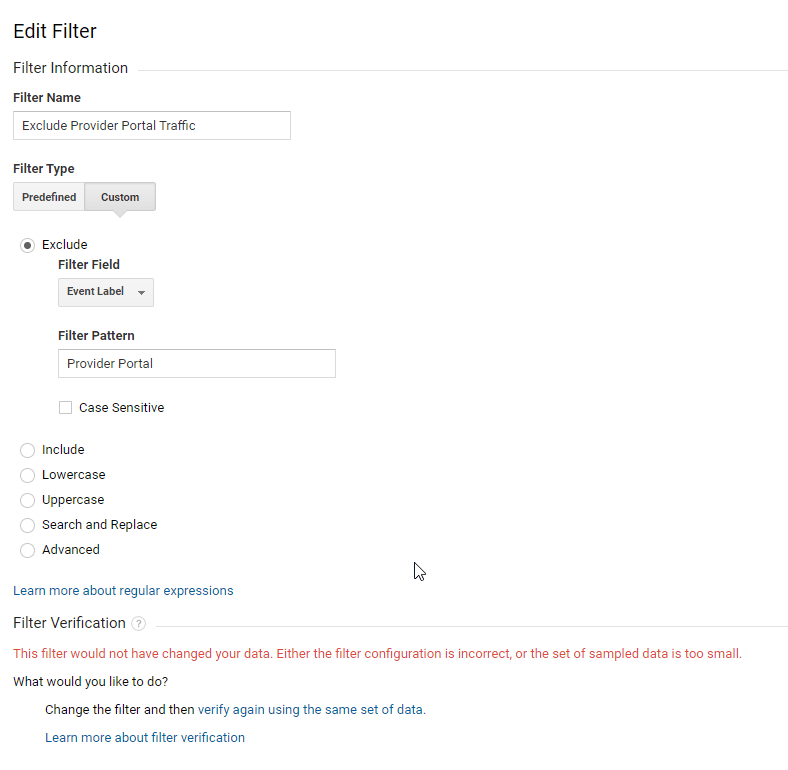 Using Event As View Exclude Filter In Google Analytics - Stack Overflow