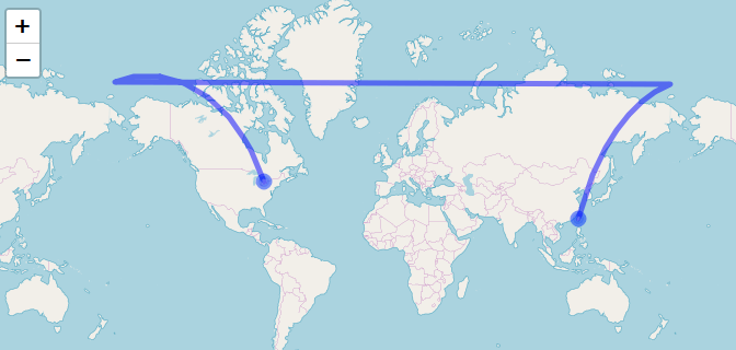 Plot A Route On A Map Plotting routes that cross the international dateline using leaflet