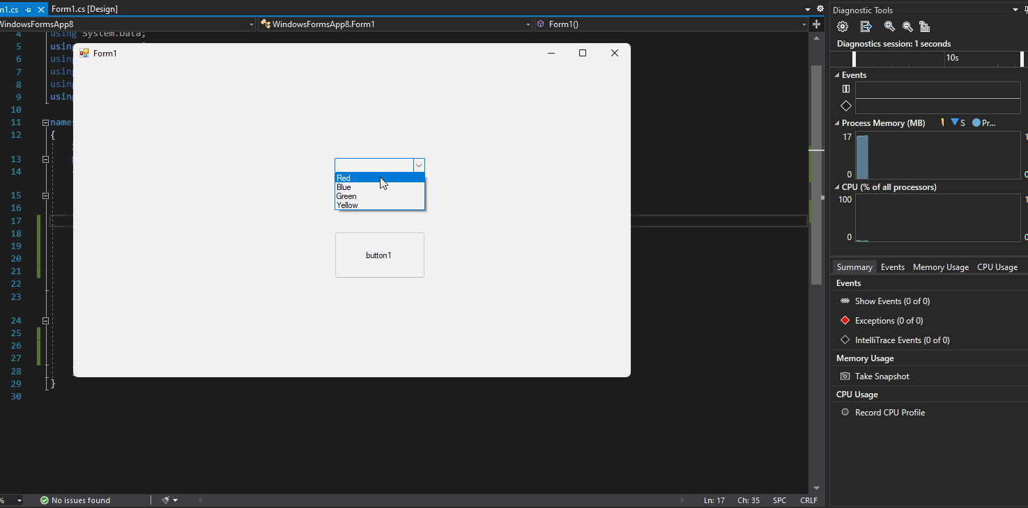 visual studio C Beginner, trying to change a fixed background color