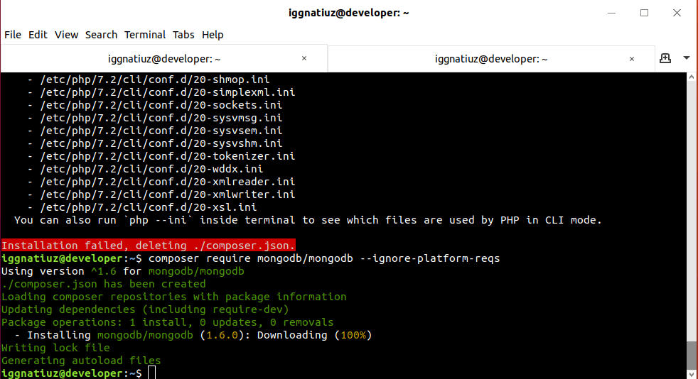 php Composer can't find mongodb extension, required Mongodb