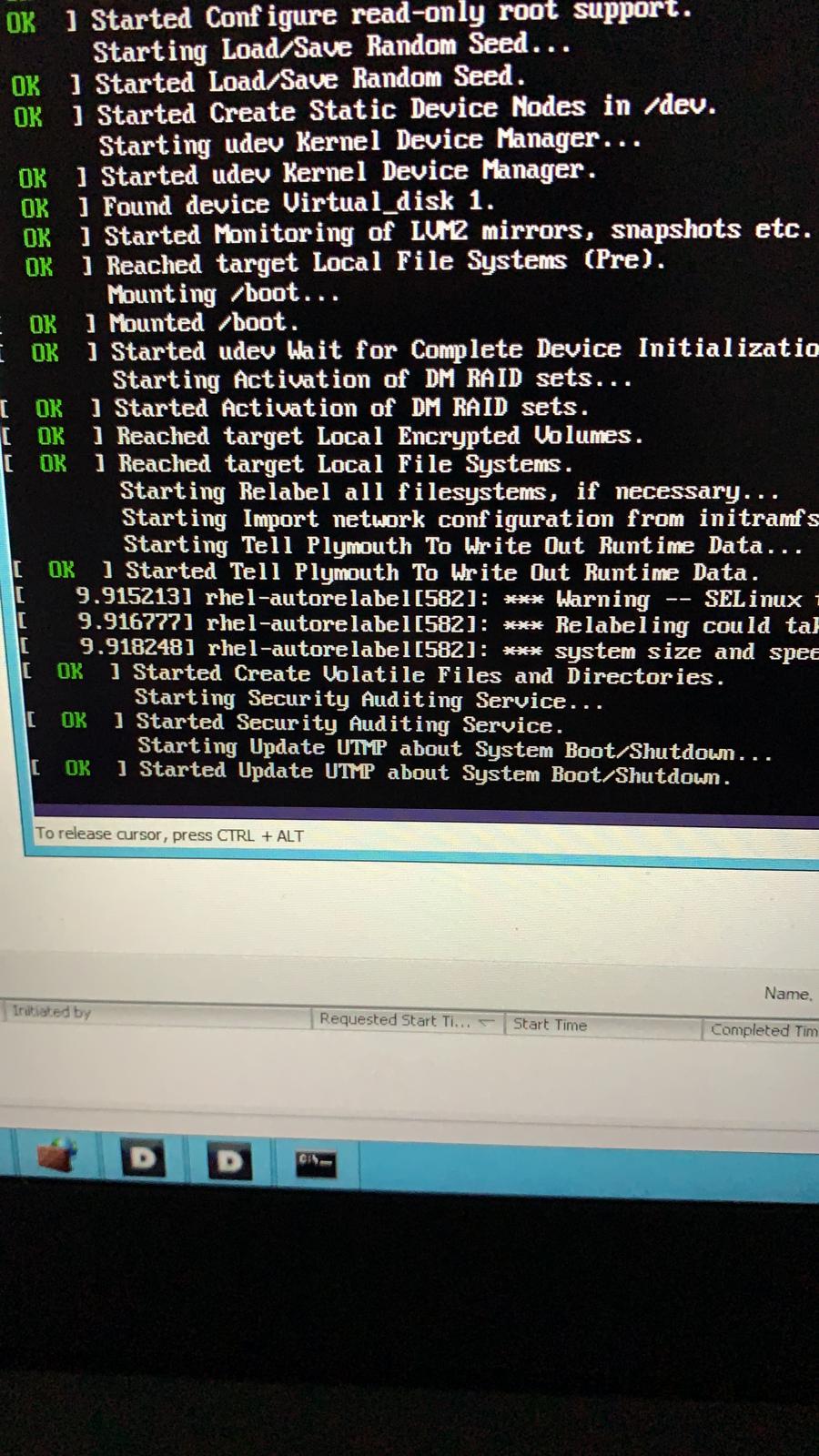 linux Physical Server Centos "Started Update UTMP about System Boot