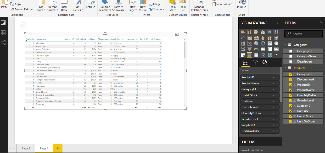 relationship Microsoft Power BI drillthrough from one table report to