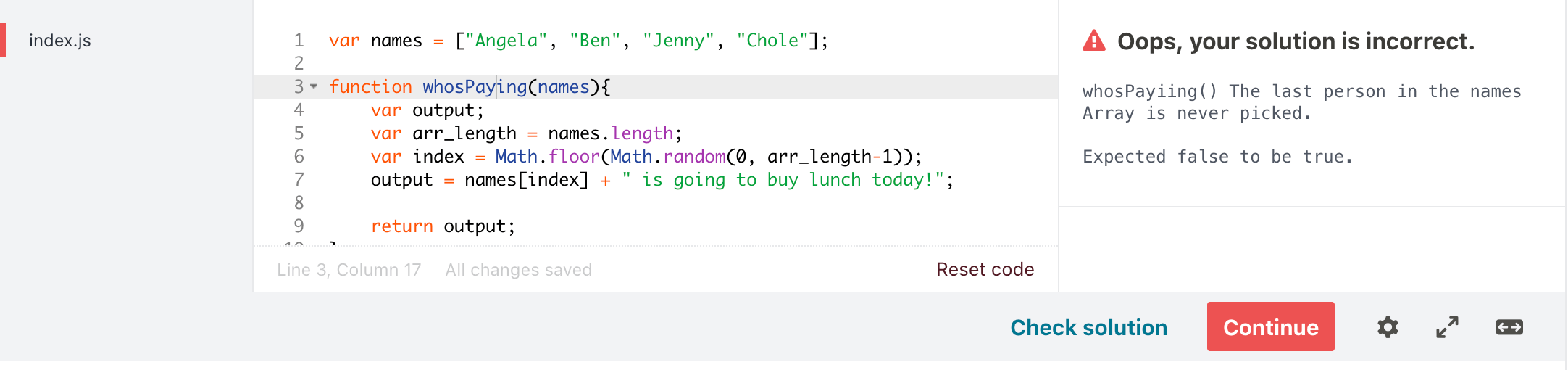 javascript How do i write a function to randomly select a name from