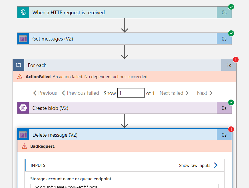 Deleting the Queue Message is not succeeding after creating the blob