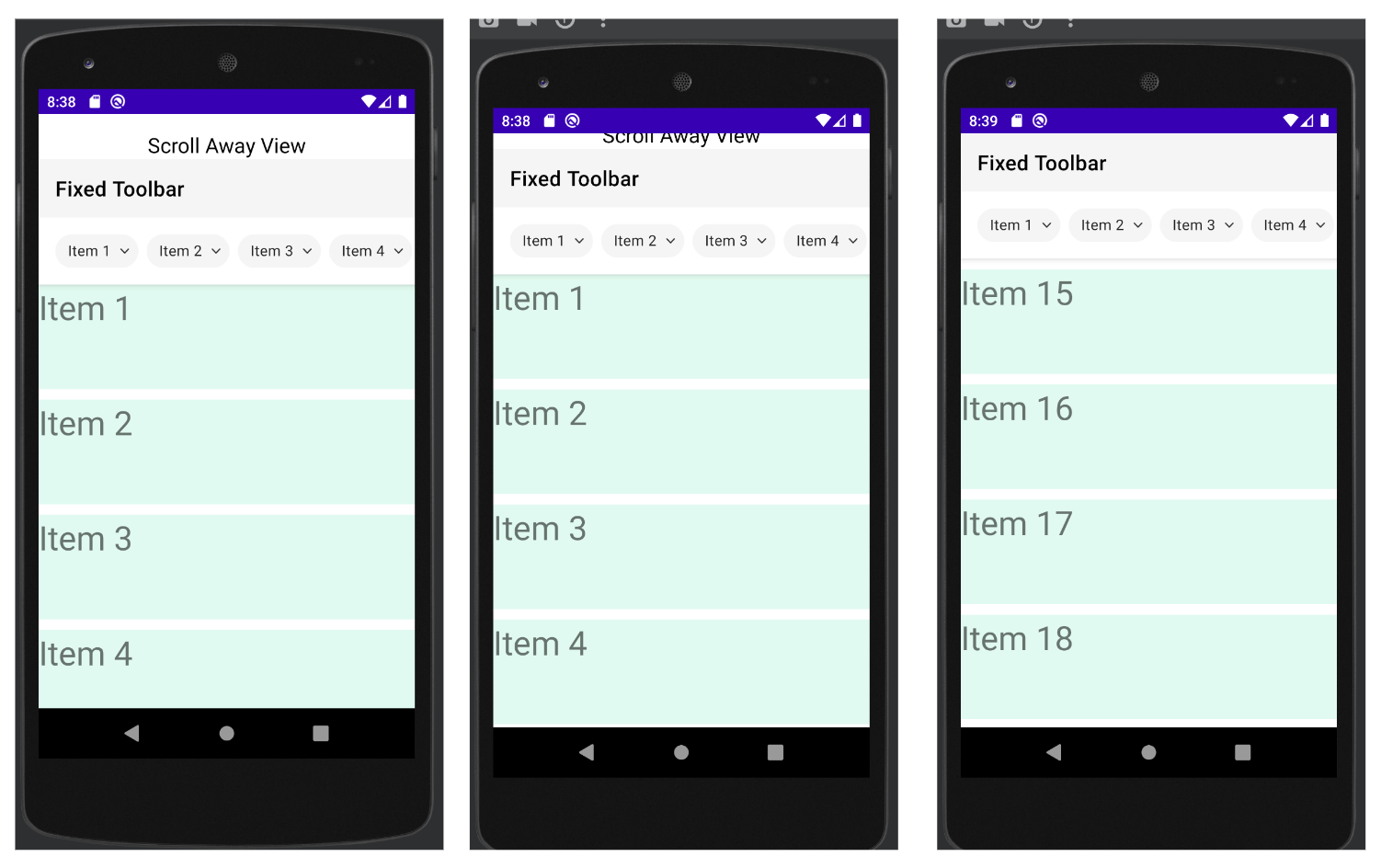 xml Android How to set view to scroll away while positioning it