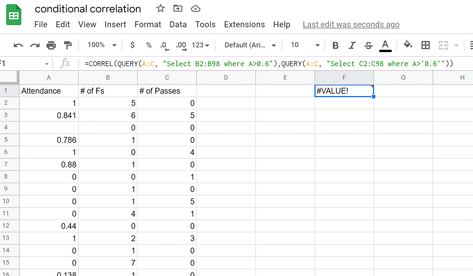 How to Calculate Conditional Correlation in Google Sheets Stack Overflow