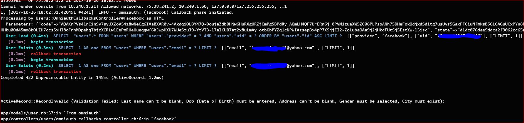 ruby on rails Additional User Attribute Validation Failure with